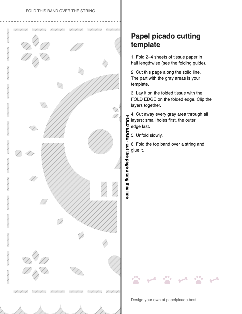 Printable sugar skull papel picado cutting template