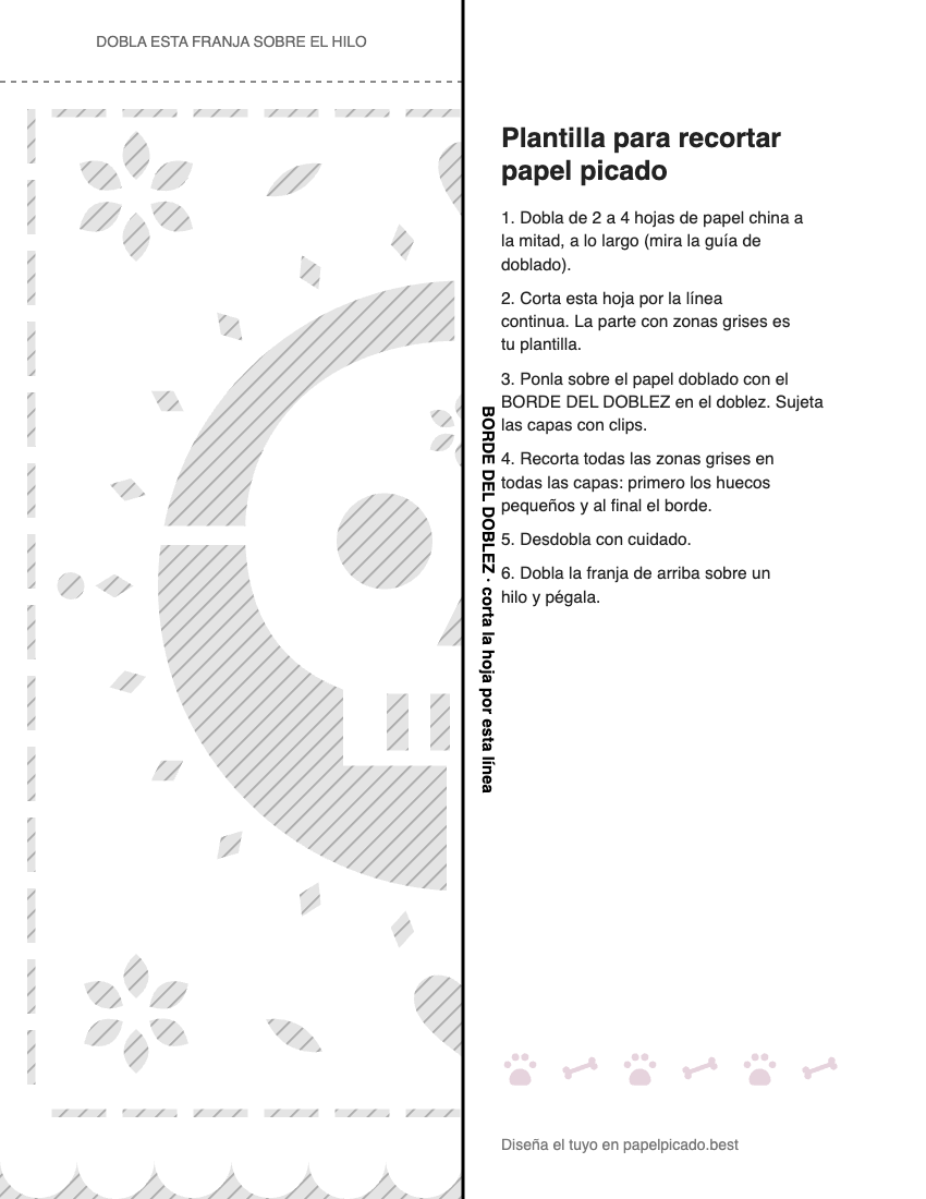 Plantilla para imprimir y recortar de papel picado: Calavera