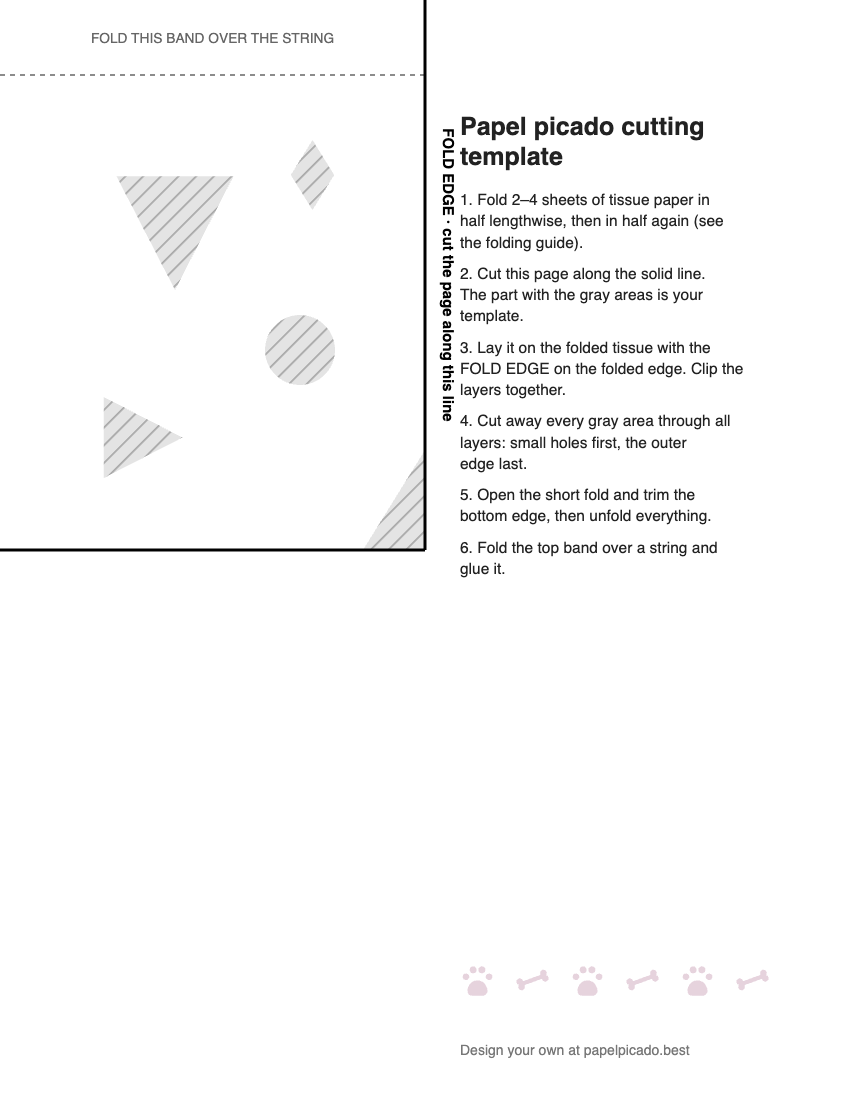 Printable easy (for kids) papel picado cutting template
