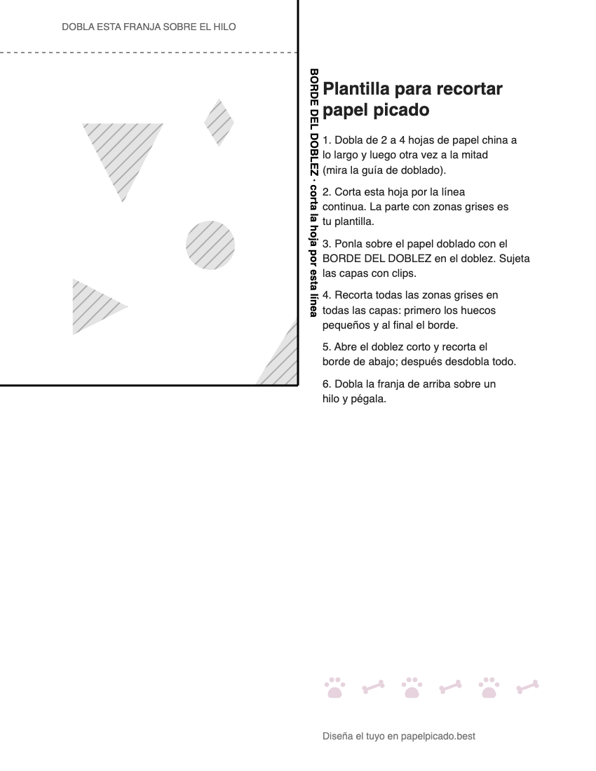 Plantilla para imprimir y recortar de papel picado: Fácil (para niños)