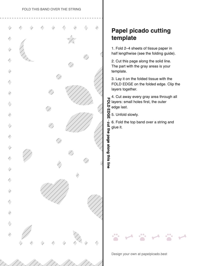 Printable flowers papel picado cutting template