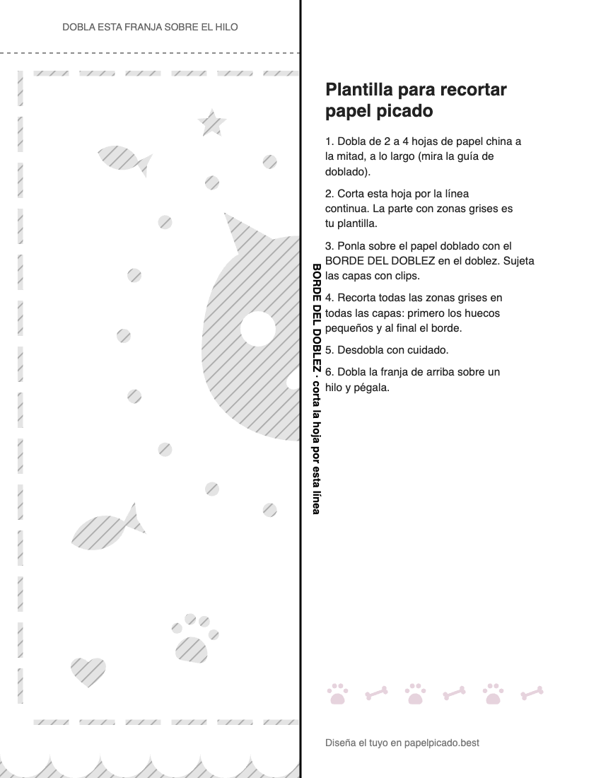 Plantilla para imprimir y recortar de papel picado: Gato